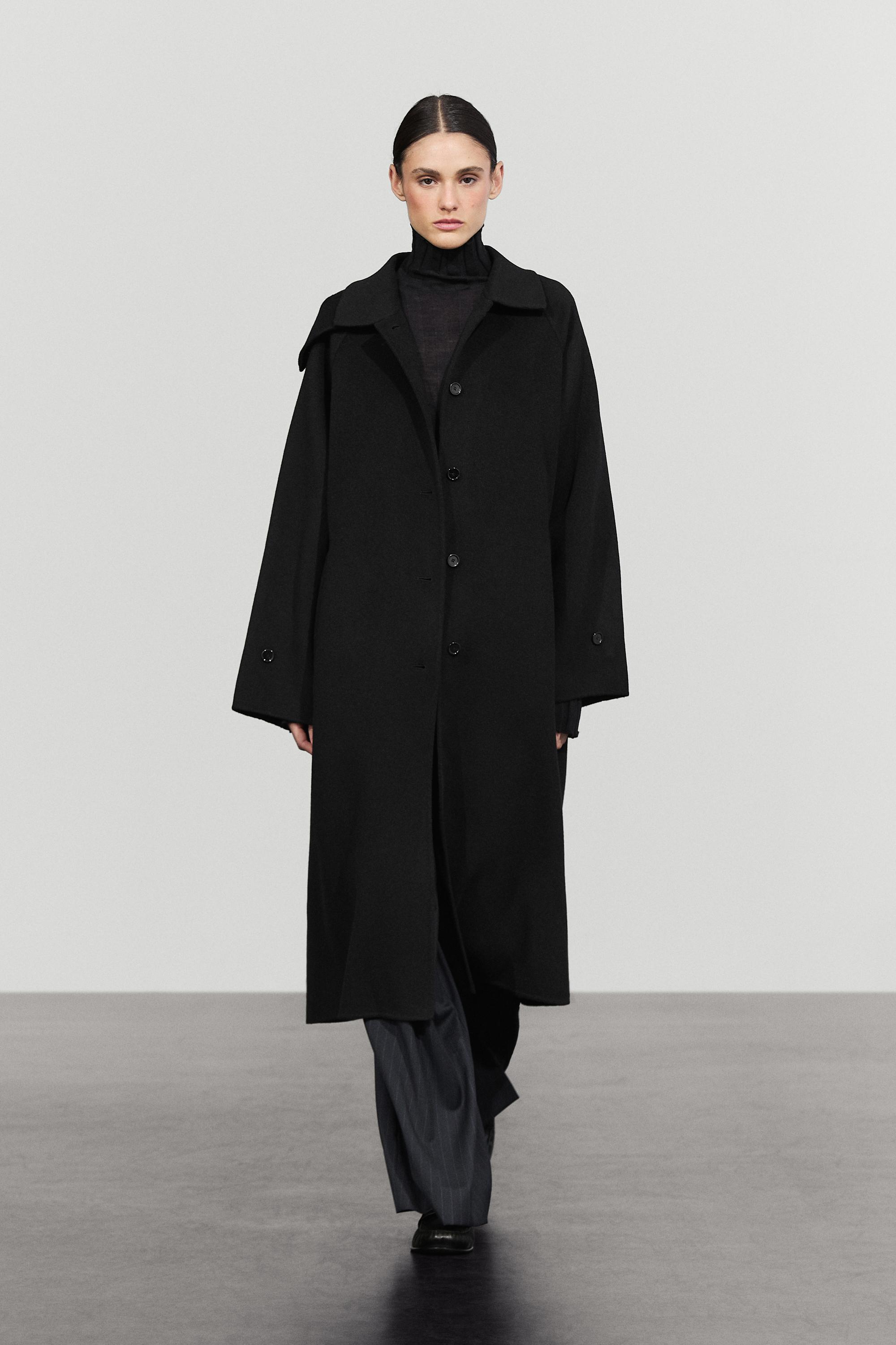 Long oversized wool and cashmere blend coat